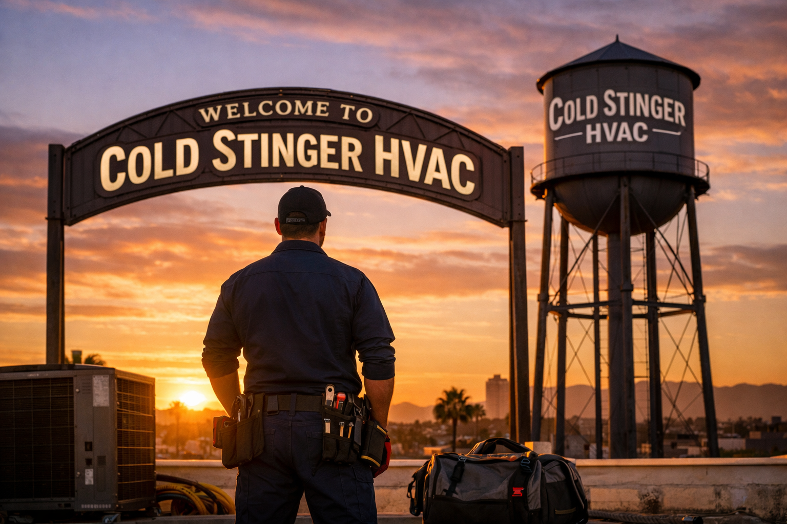 Cold Stinger HVAC technician arriving to help a Phoenix homeowner